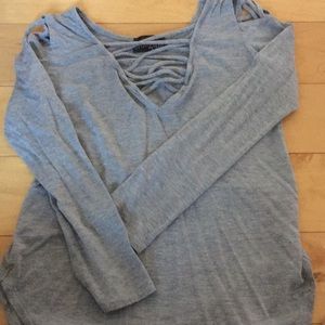 gray lace up top